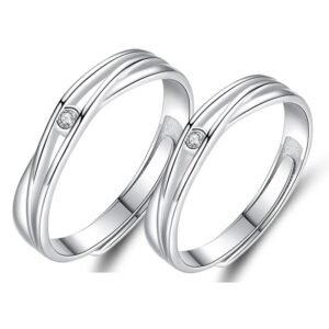 Adjustable Silver Pair Ring for Couples