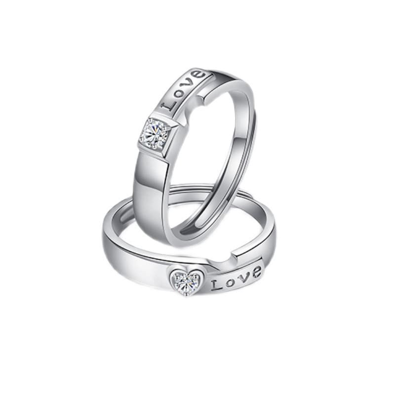 Customized Couple Ring Set with Zirconia Stones – CoupleGifts.com