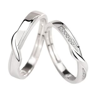 Silver engraved promise rings for couples