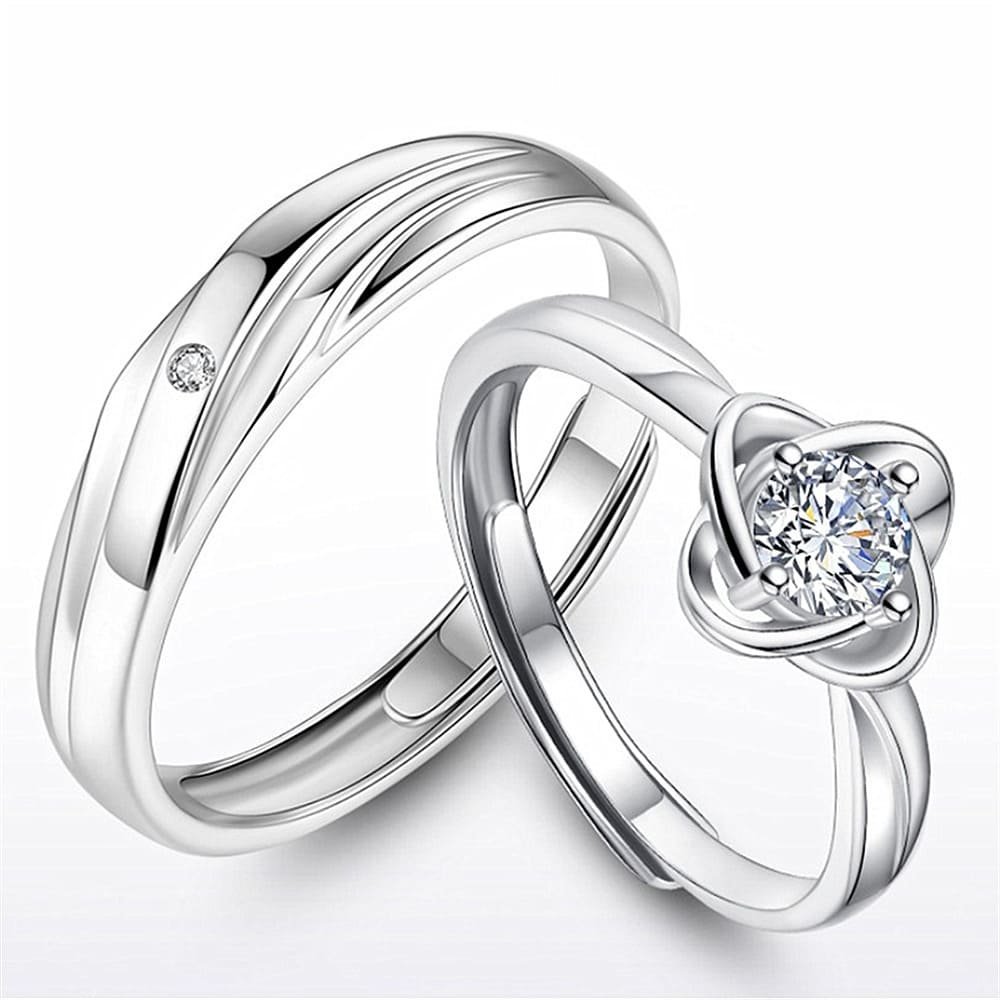 Buy Fashion Frill Stunning Crystal Heart Design Silver Ring Couple Ring for  Women and Girls Adjustable Women Artificial Jewellery Valentine Ring  Stainless Steel Ring Online at Best Prices in India - JioMart.